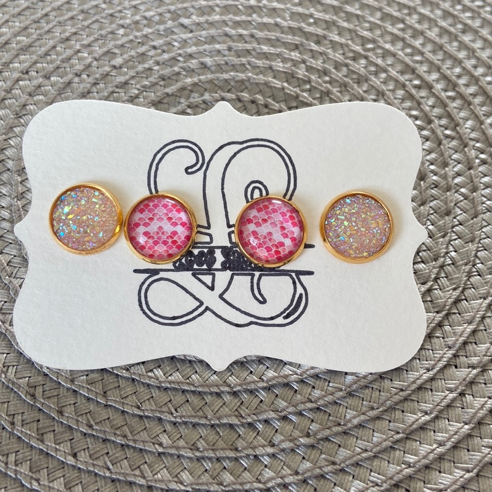 Mermaid and druzy earrings